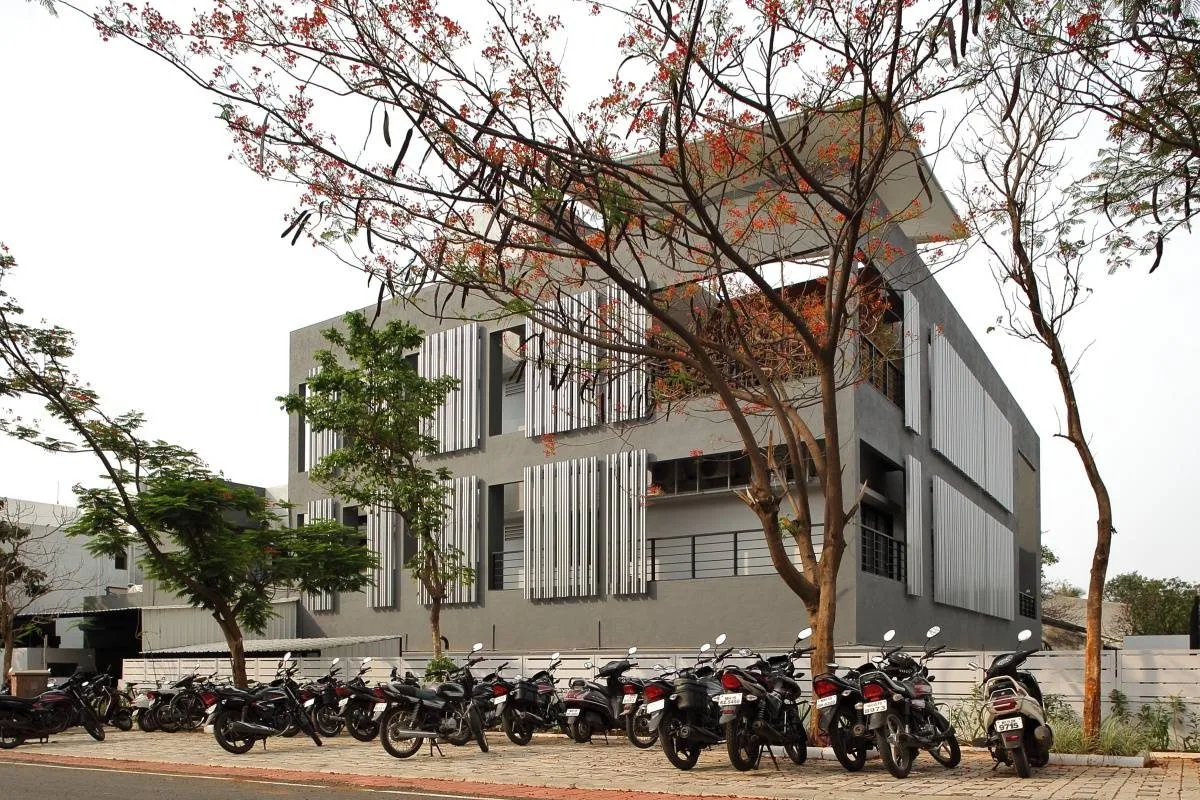 Office building with timber screens